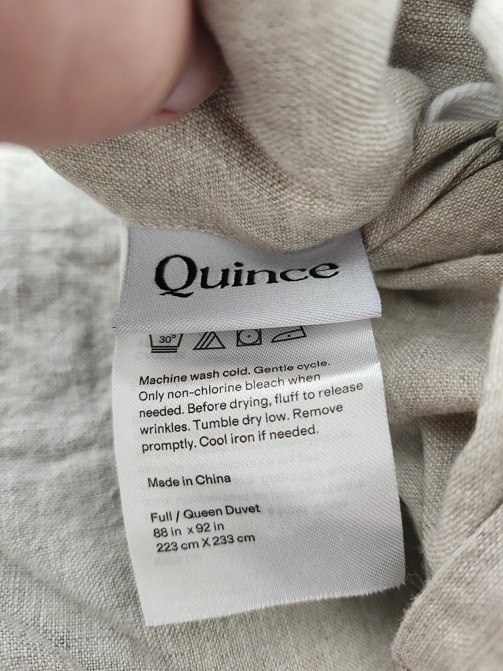 Quince 100% European Linen Duvet Cover Full/Queen Natural Chambray EUC - Picture 5 of 9